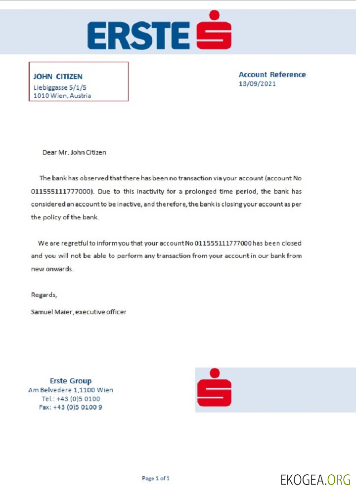 Référence Autriche , Erste , closure